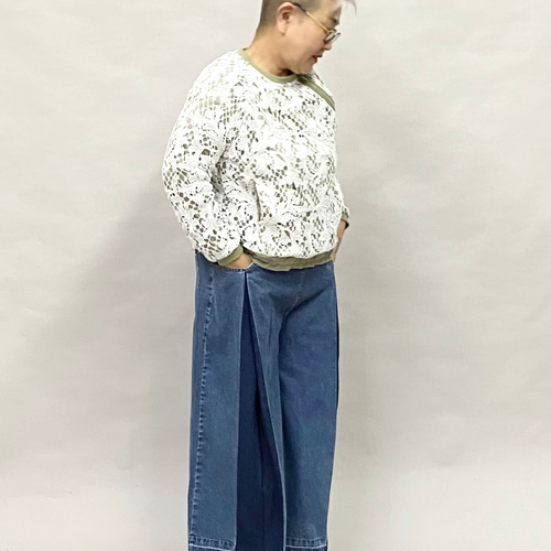 SALE ワイドデニムパンツ レディース ボトムス ジーンズ バイカラー 