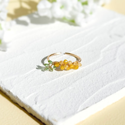 Stone Flower- ミモザ 2種の天然石のワイヤーリング 指輪・リング