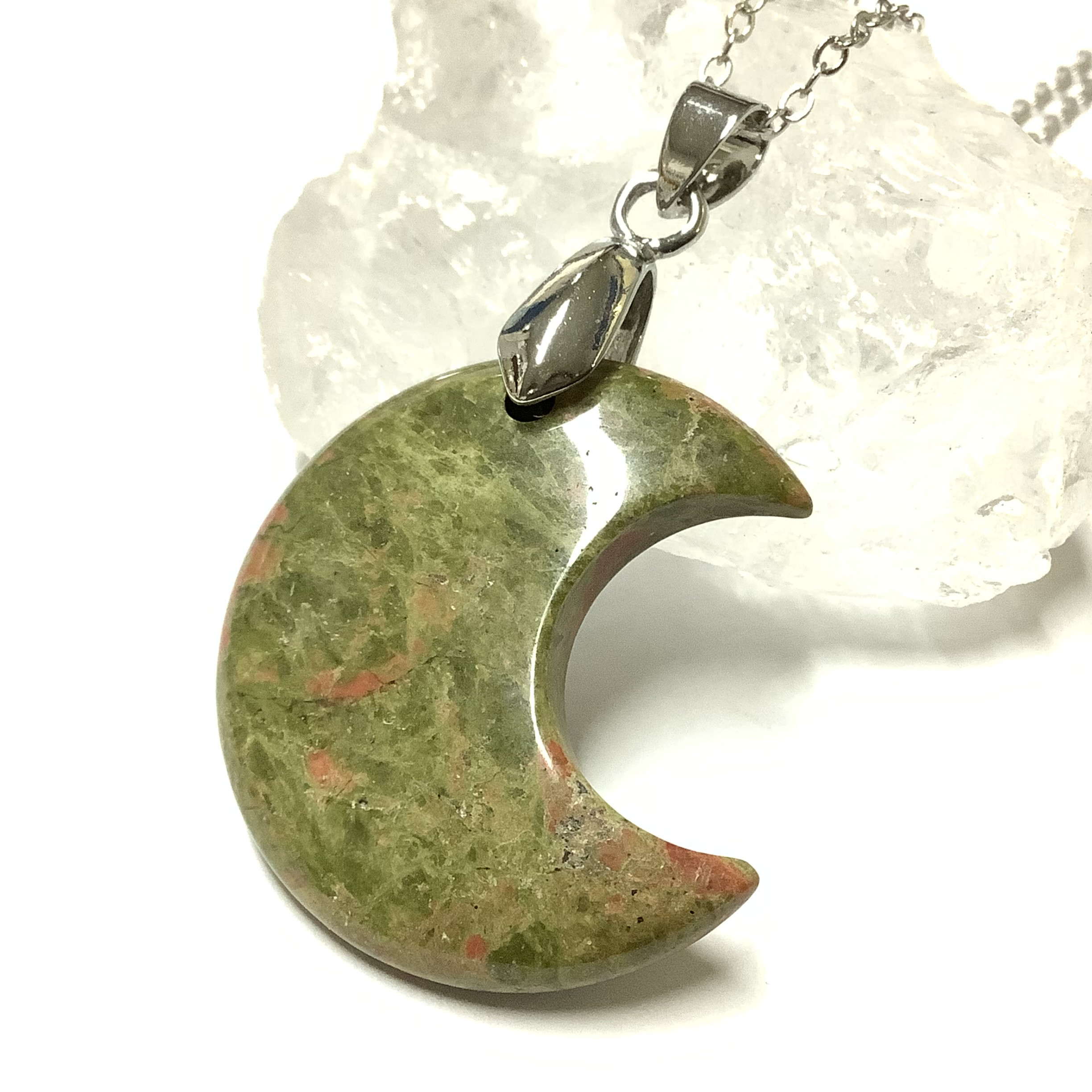 一点物☆癒しのお守り ヒーリングストーン 天然石 ユナカイト お月様 ネックレス