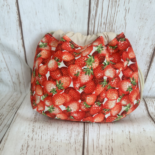 06　お給食袋  コップ袋  巾着袋　　ミニイチゴ 06お給食袋 コップ袋 巾着袋ミニイチゴ