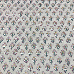 【50cm單位】灰色七彩小花印度手工塊印花布料棉質 第4張的照片
