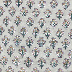 【50cm單位】灰色七彩小花印度手工塊印花布料棉質 第3張的照片