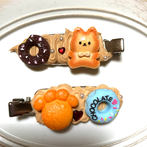 ヘアクリップ 「ドーナツ猫ちゃん」