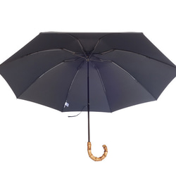 クラシコ メンズ 折り畳み 傘 バンブー持ち手 高級 紳士傘 無地 ネイビー ブラック ギフト可 4枚目の画像