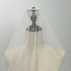 送料無料！ロングベール 流れる透け花レース 花嫁/ウェディングドレス  色直し  ホワイト 4枚目の画像