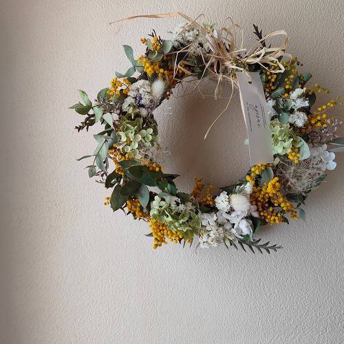 受注制作アナベルとユーカリのナチュラルリース