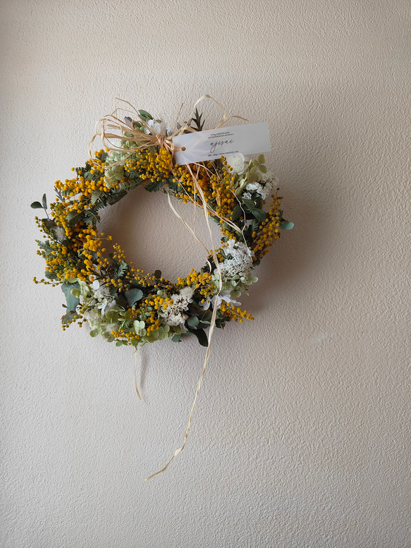 受注制作ユーカリと紫陽花と花々のリース