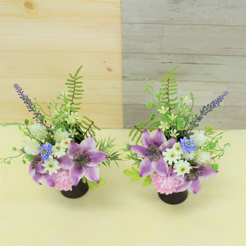 お供え花「クレマチス・パープル」アレンジ アートフラワー アート  