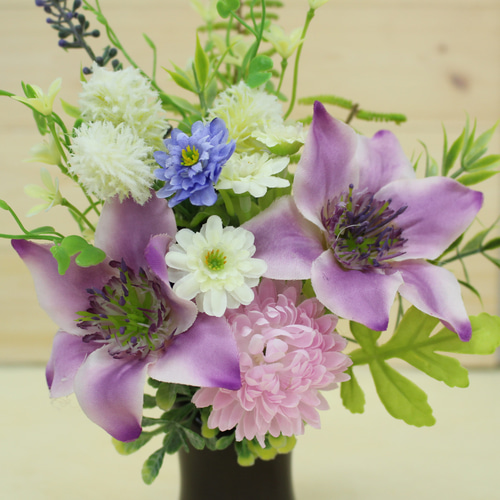 お供え花「クレマチス・パープル」アレンジ アートフラワー アート  