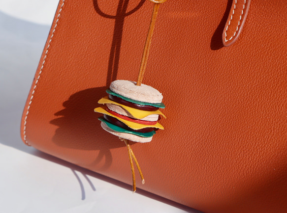 【ハンバーガー 】可愛い 本革レザーチャーム 鞄のチャーム　 10枚目の画像