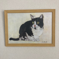 猫イラスト「ウメ7」原画（額縁入り） 5枚目の画像