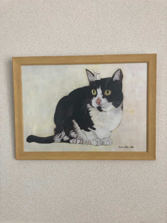 猫イラスト「ウメ7」原画（額縁入り） 5枚目の画像