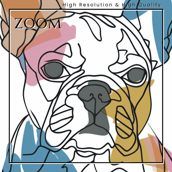 【犬と線 - フレンチブルドッグ犬 No.2】モダンアートポスター ラインアート 犬の絵 犬の絵画 犬のイラスト 3枚目の画像