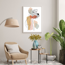 【犬と線 - シュナウザー犬 No.2】モダンアートポスター ラインアート 犬の絵 犬の絵画 犬のイラスト 7枚目の画像