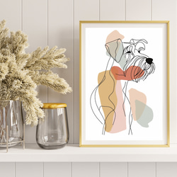 【犬と線 - シュナウザー犬 No.2】モダンアートポスター ラインアート 犬の絵 犬の絵画 犬のイラスト 8枚目の画像