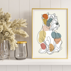 【犬と線 - シュナウザー犬 No.3】モダンアートポスター ラインアート 犬の絵 犬の絵画 犬のイラスト 8枚目の画像