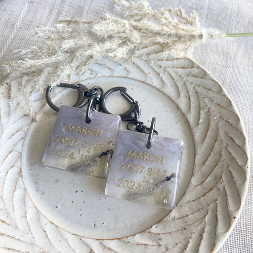 うちの子素材】『マーブル×クリア』名入れ可 ペットの毛・ヒゲ・羽・爪