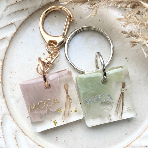 うちの子素材】『マーブル×クリア』名入れ可 ペットの毛・ヒゲ・羽・爪