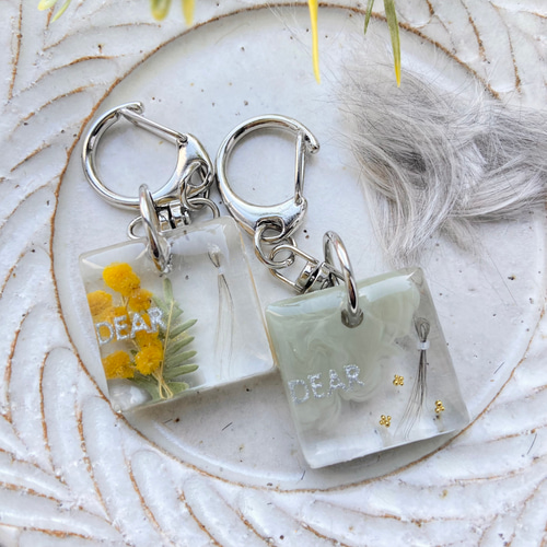 うちの子素材】『マーブル×クリア』名入れ可 ペットの毛・ヒゲ・羽・爪