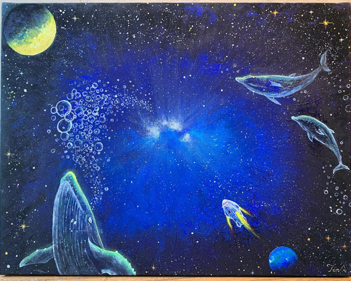 絵画　宇宙　海　イラスト　キャンバス 54854163e88a9a18697f1500df26b8