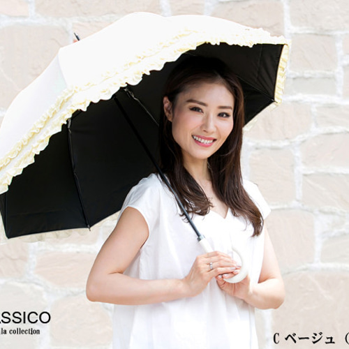 クラシコ 日傘 完全遮光 100% ダブル フリル 55cm ドーム 晴雨