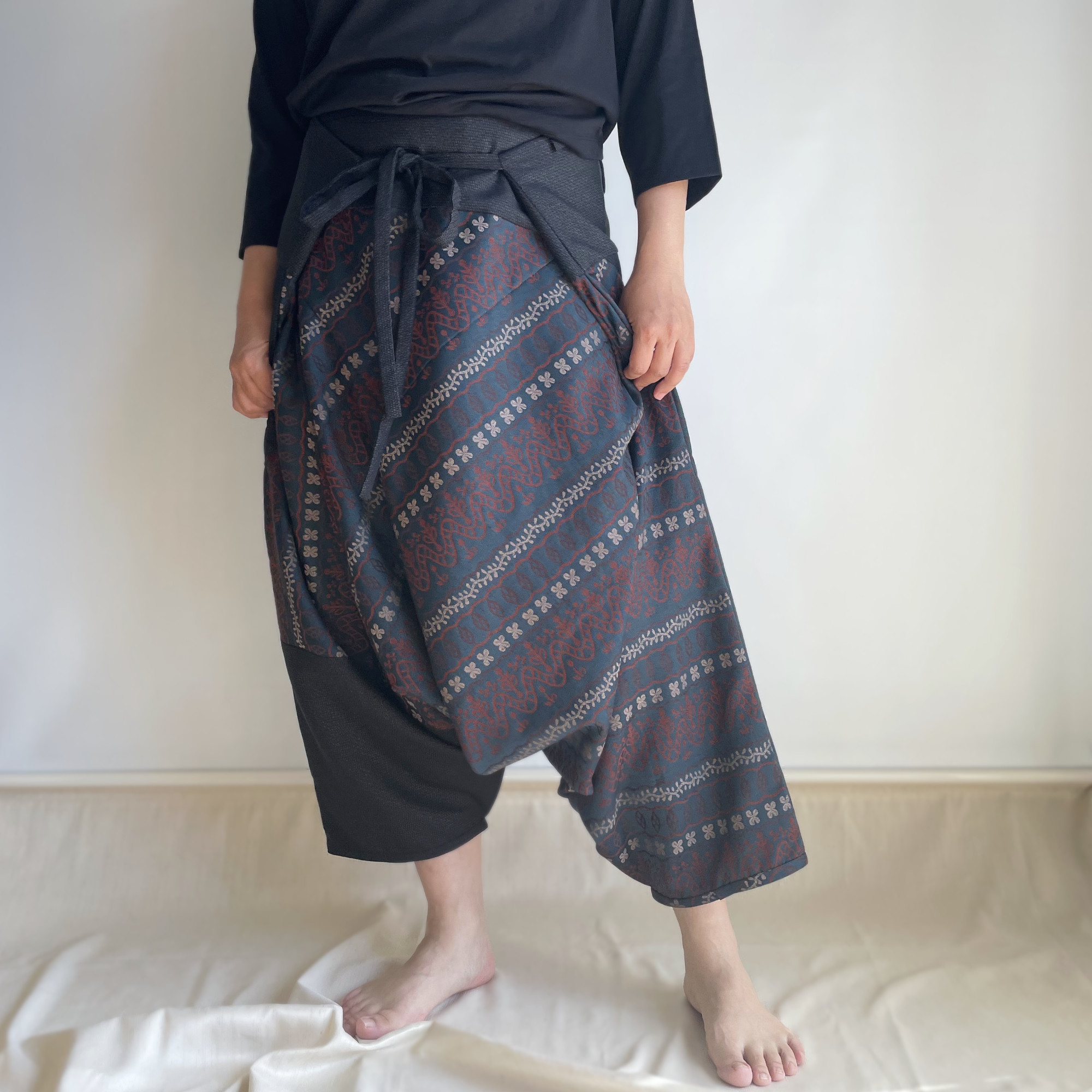 正絹着物地ワイドパンツ