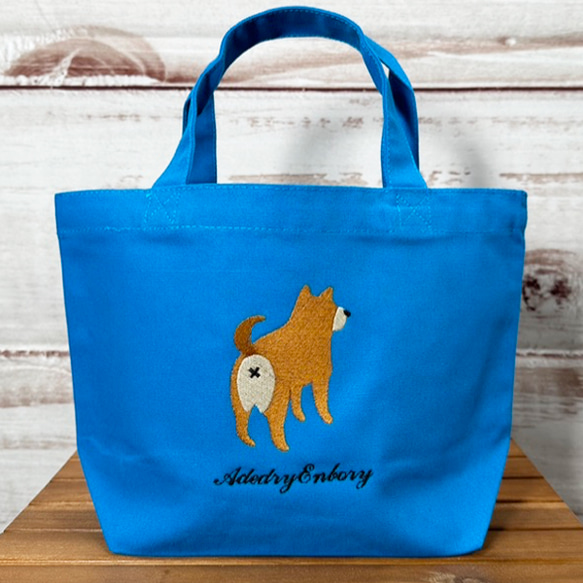 【現品限り】【送料無料】犬のお尻刺繍のキャンバスデイリーミニトートバッグ 3枚目の画像
