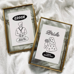 【 受付サイン 】 GROOM & BRIDE イラスト（用紙のみ） ｜ 結婚式　ウェルカムスペース 2枚目の画像