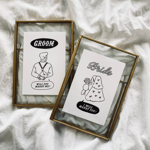 受付サイン 】 GROOM & BRIDE イラスト（用紙のみ） ｜ 結婚式