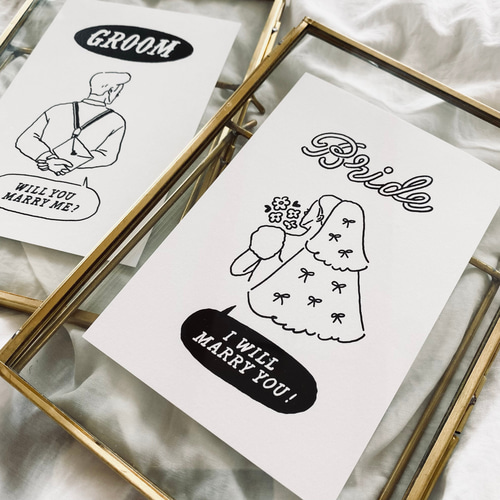 受付サイン 】 GROOM & BRIDE イラスト（用紙のみ） ｜ 結婚式