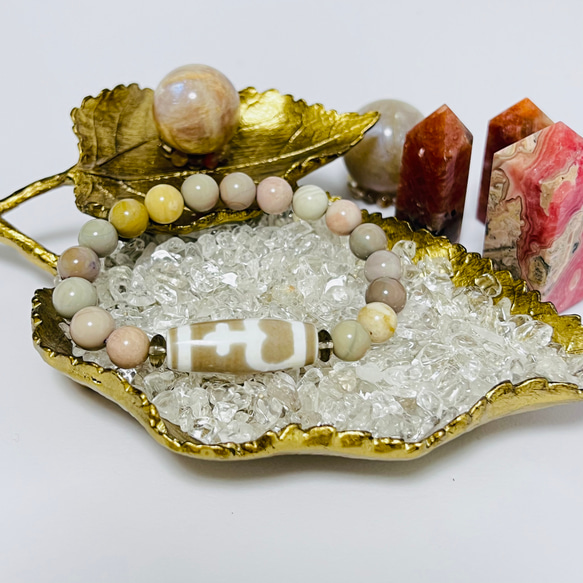 玉化瑪瑙の宝瓶天珠のブレスレット 2枚目の画像