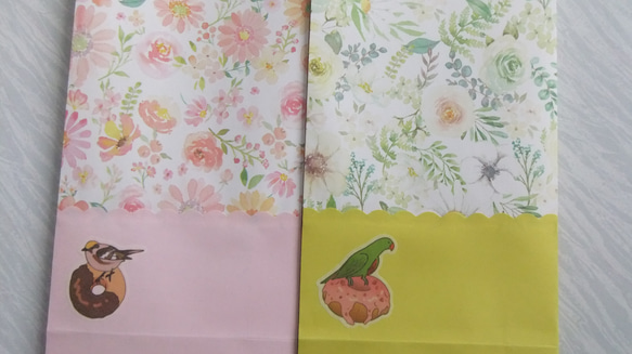 【B255】マチ付ラッピング袋 12枚 花柄（シール付き） 3枚目の画像