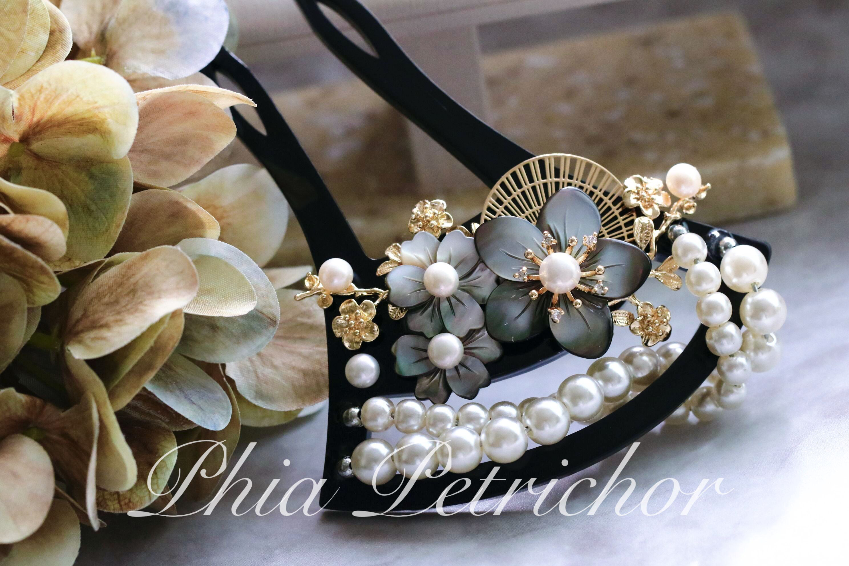 簪 和 K24GP 桜 かんざし バチ型 パール 簪 着物 髪飾り 留袖 着物 成人式 結婚式 卒業式