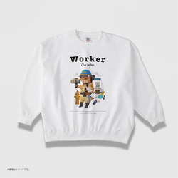 「WORKER 働くネコ。」リラックス スウェットシャツ/送料無料 3枚目の画像