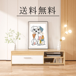 【犬と線 - マルチーズ犬 No.1】モダンアートポスター ラインアート 犬の絵 犬の絵画 犬のイラスト 4枚目の画像