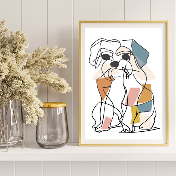 【犬と線 - マルチーズ犬 No.1】モダンアートポスター ラインアート 犬の絵 犬の絵画 犬のイラスト 8枚目の画像