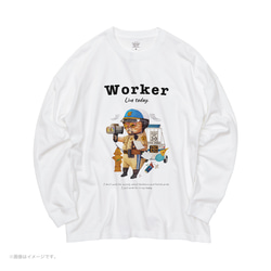 リラックスBIGシルエットTシャツ「WORKER 働くネコ。」/送料無料 3枚目の画像