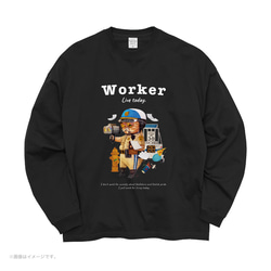 リラックスBIGシルエットTシャツ「WORKER 働くネコ。」/送料無料 4枚目の画像