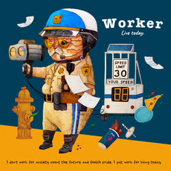 ハイクオリティー ロングTシャツ「WORKER 働くネコ。」/送料無料 2枚目の画像