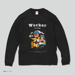 ハイクオリティー ロングTシャツ「WORKER 働くネコ。」/送料無料 3枚目の画像