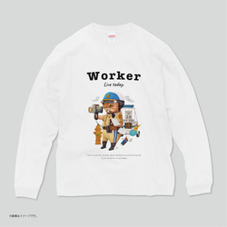 ハイクオリティー ロングTシャツ「WORKER 働くネコ。」/送料無料 4枚目の画像