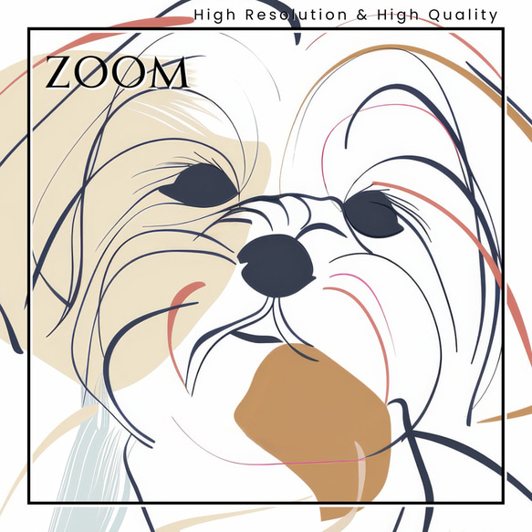 【犬と線 - マルチーズ犬 No.2】モダンアートポスター ラインアート 犬の絵 犬の絵画 犬のイラスト 3枚目の画像