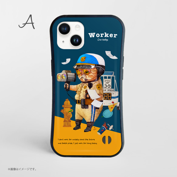 「WORKER 働くネコ。」耐衝撃グリップiPhoneケース 3枚目の画像