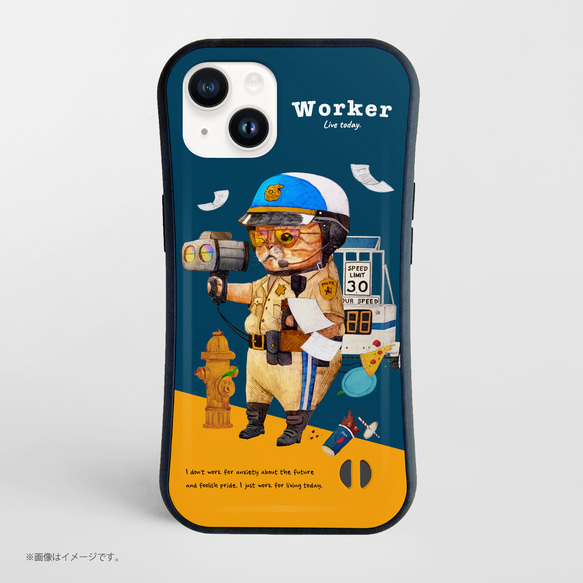 「WORKER 働くネコ。」耐衝撃グリップiPhoneケース 1枚目の画像