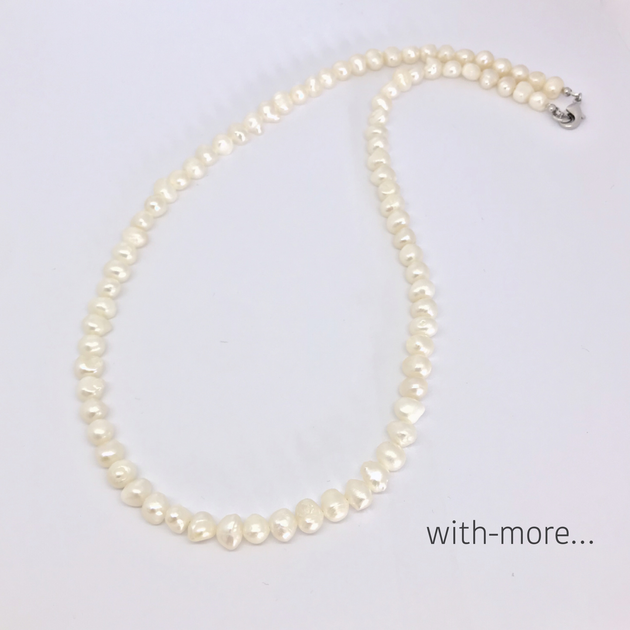 淡水パール バロック ロングネックレス 80cm 真珠 金属