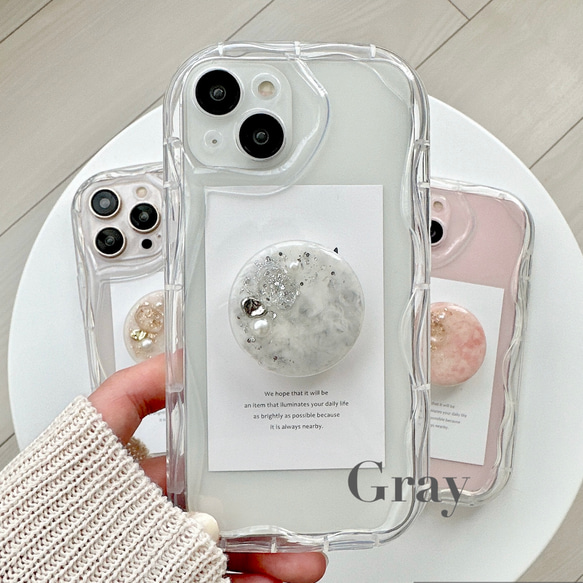 くすみカラーmarble grip⋆*❁*⋆ฺ｡* うねうねiPhone case 〜 6枚目の画像