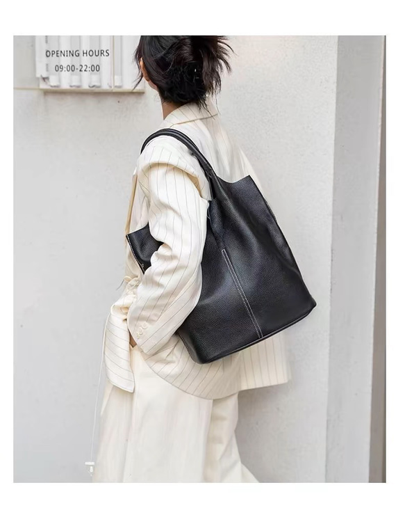 ファッションシンプル一層目本革　女の子日常用　バケツバッグ 13枚目の画像