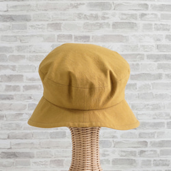 Sサイズ 小さい 小柄な人のつば広帽子:マスタードイエロー 黄色 サイズ調整付き 刺繍りぼん 春 母の日 プレゼント 6枚目の画像