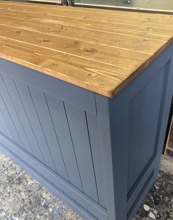 ☆☆［受注製作］引き出し３杯付★グレー＆ミデｲアム☆カウンターテーブル【1400】☆☆棚無し  ZYX2868852707(22080円)