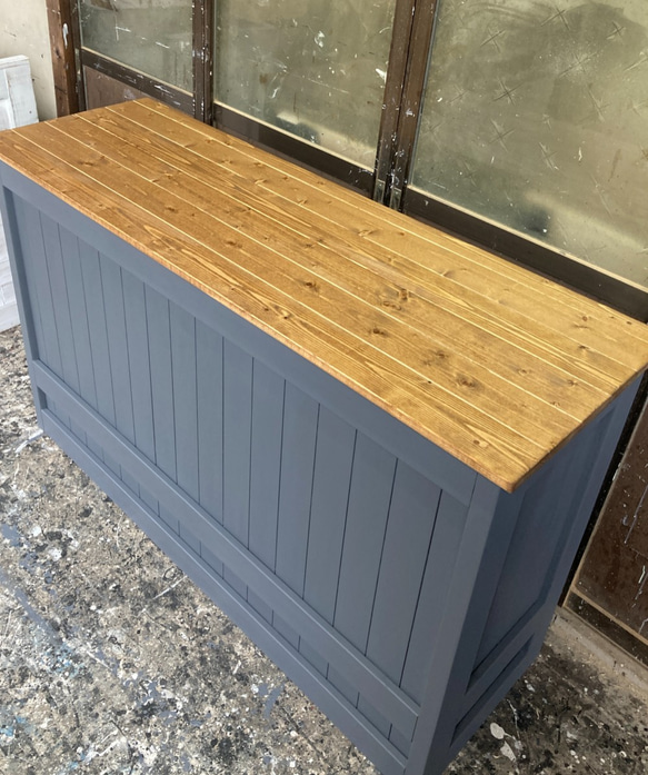 ☆☆［受注製作］引き出し３杯付★グレー＆ミデｲアム☆カウンターテーブル【1400】☆☆棚無し  ZYX2868852707(22080円)